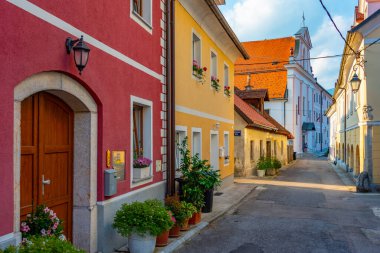 Slovenya 'nın Kamnik kentinde tarihi bir cadde