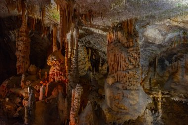 Geological formations at Postojna cave in Slovenia clipart