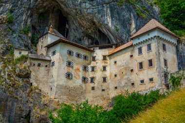 View of Predjama castle in Slovenia
