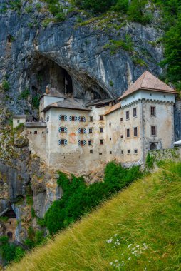 View of Predjama castle in Slovenia