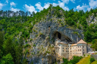 View of Predjama castle in Slovenia