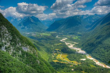 Panorama view over Soca river valley in Slovenia clipart