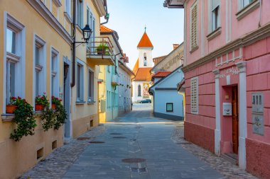 Slovenya 'nın Kranj kentinde tarihi bir cadde