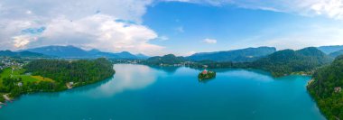 Slovenya lake Bled havadan görünümü