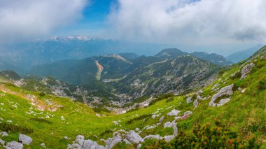 Triglav ulusal parkı Slovenya 'nın Vogel Dağı' ndan izlendi