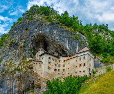 View of Predjama castle in Slovenia