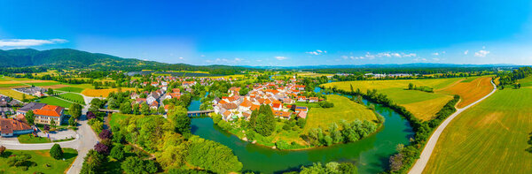 Aerial view of Kostanjevica na Krki in Slovenia