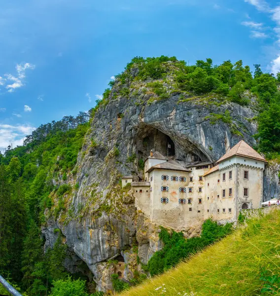 View of Predjama castle in Slovenia