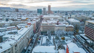 Sofya, Bulgaristan, 27 Kasım 2023: Sofya ve Bulgaristan 'ın kış manzarası