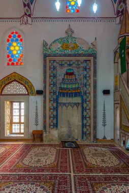 Mostar, Bosna-Hersek, 14 Temmuz 2023: Bosna-Hersek 'in Mostar kentindeki Koski Mehmed Paşa camiinin içi