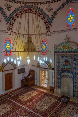 Mostar, Bosna-Hersek, 14 Temmuz 2023: Bosna-Hersek 'in Mostar kentindeki Koski Mehmed Paşa camiinin içi