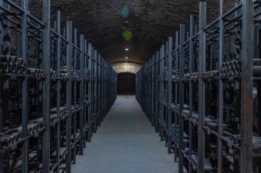 Telavi, Gürcistan, 28 Ağustos 2023: Gürcistan 'daki Tsinandali Malikanesi' nde şarap mahzeni