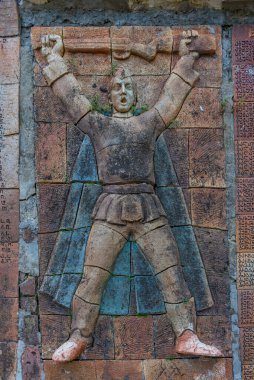 Sighnaghi, Gürcistan, 29 Ağustos 2023: Sighnaghi, Gürcistan 'da tarihi plaket