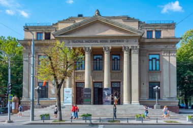 Chisinau, Moldova, 23 Ağustos 2023: Mihai Eminescu Ulusal Tiyatrosu Moldova başkenti Chisinau