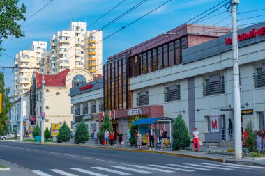 Tiraspol, Moldova, August 24, 2023: Commercial street in tiraspol, moldova clipart