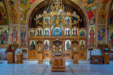 Curchi, Moldova, August 26, 2023: Interior of Curchi monastery in Moldova clipart