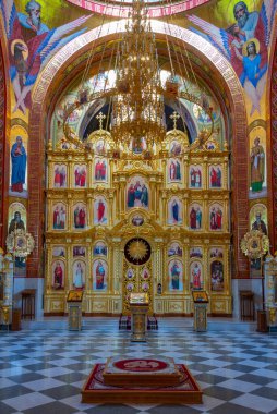 Curchi, Moldova, 26 Ağustos 2023: Moldova 'daki Curchi manastırının içi