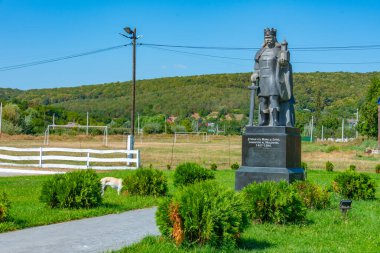 Capriana, Moldova, 26 Ağustos 2023: Moldova 'nın başkenti Capriana' da Stephan cel Mare si Sfint 'in heykeli