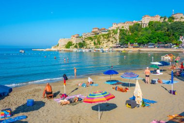 Ulcinj, Karadağ, 7 Temmuz 2023: Karadağ 'ın Ulcinj kentinde yaz günü