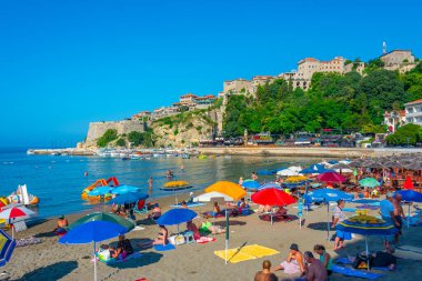 Ulcinj, Karadağ, 7 Temmuz 2023: Karadağ 'ın Ulcinj kentinde yaz günü