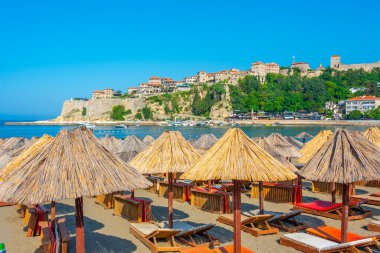 Ulcinj, Karadağ, 7 Temmuz 2023: Karadağ 'ın Ulcinj kentinde yaz günü
