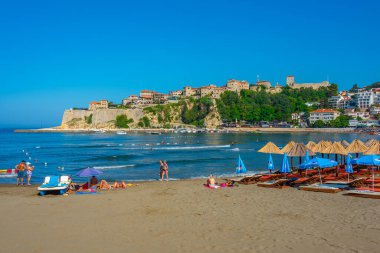Ulcinj, Karadağ, 7 Temmuz 2023: Karadağ 'ın Ulcinj kentinde yaz günü