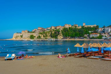 Ulcinj, Karadağ, 7 Temmuz 2023: Karadağ 'ın Ulcinj kentinde yaz günü