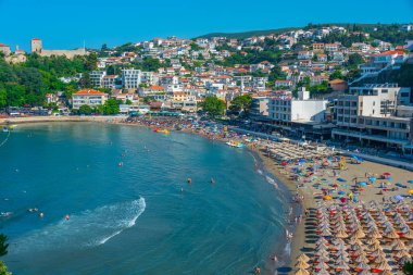 Ulcinj, Karadağ, 7 Temmuz 2023: Karadağ 'ın Ulcinj kentinde yaz günü