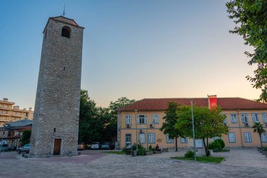 Podgorica, Montenegro, July 8, 2023: Sahat kula tower in capital of Montenegro Podgorica clipart