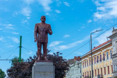 Arad, Romania, August 10, 2023: Statue of Vasile Golids in Arad, Romania clipart
