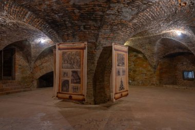 Fagaras, Romanya, 15 Ağustos 2023: Romanya 'daki Fagaras kalesinin içi