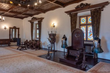 Fagaras, Romanya, 15 Ağustos 2023: Romanya 'daki Fagaras kalesinin içi