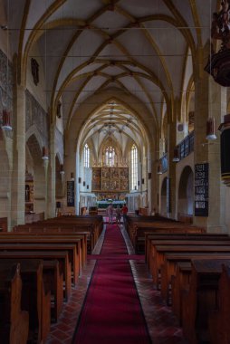 Medya, Romanya, 15 Ağustos 2023: Romanya 'nın Medyası' ndaki Saint Margaret Evanjelik Kilisesi