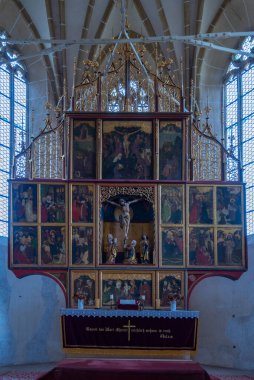 Biertan, Romanya, 15 Ağustos 2023: Romen köyü Biertan 'daki güçlendirilmiş kilise