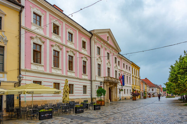 Varazdin, Croatia, July 3, 2023: Pranjevacski trg square in Croatian town Varazdin