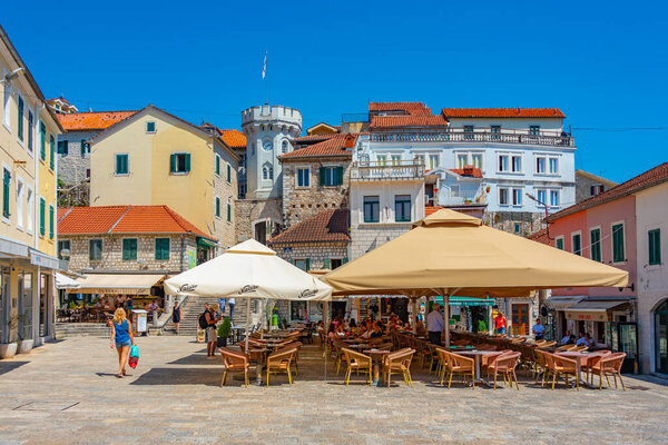 Herceg Novi, Montenegro, July 4, 2023: Nikola Djurkovic square in Herceg Novi in Montenegro