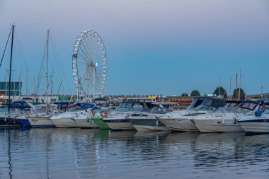 Constanta, Romania, August 19, 2023: Sunset at the marina in Constanta, Romania clipart