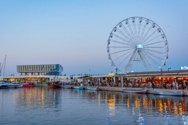 Constanta, Romania, August 19, 2023: Sunset at the marina in Constanta, Romania clipart
