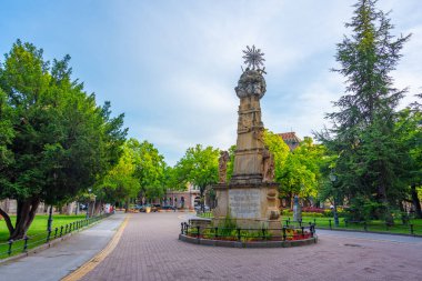 Subotica, Sırbistan, 24 Temmuz 2023: Sırbistan 'ın Subotica kentindeki Kutsal Üçleme Anıtı