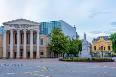 Subotica, Sırbistan, 25 Temmuz 2023: Sırp kenti Subotica 'da Cumhuriyet meydanı