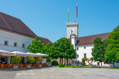 Ljubljana, Slovenya, 18 Haziran 2023: Slovenya 'daki Ljubljana kalesinin avlusu