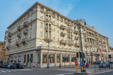 Trieste, İtalya, 21 Haziran 2023: İtalyan kenti Trieste 'deki Savoia Excelsior Palace