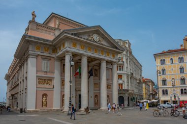 Trieste, İtalya, 22 Haziran 2023: İtalyan kenti Trieste 'nin merkezinde Piazza della Borsa