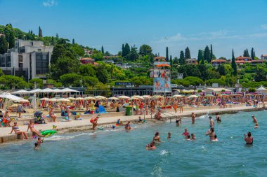 Portoroz, Slovenya, 23 Haziran 2023: Slovenya tatil beldesi Portoroz 'daki lüks oteller