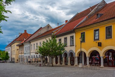 Novo Mesto, Slovenya, 24 Haziran 2023: Slovenya 'nın Novo Mesto kentinde Glavni trg meydanı