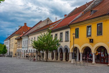 Novo Mesto, Slovenya, 24 Haziran 2023: Slovenya 'nın Novo Mesto kentinde Glavni trg meydanı