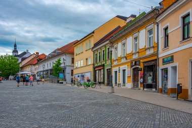 Novo Mesto, Slovenya, 24 Haziran 2023: Slovenya 'nın Novo Mesto kentinde Glavni trg meydanı