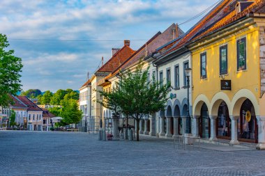 Novo Mesto, Slovenya, 25 Haziran 2023: Glavni trg Meydanı Sloven Novo Mesto kentinde