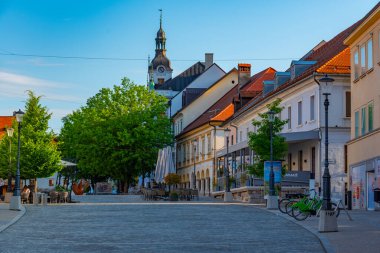 Novo Mesto, Slovenya, 25 Haziran 2023: Glavni trg Meydanı Sloven Novo Mesto kentinde