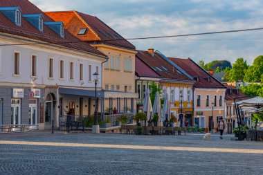 Novo Mesto, Slovenya, 25 Haziran 2023: Glavni trg Meydanı Sloven Novo Mesto kentinde